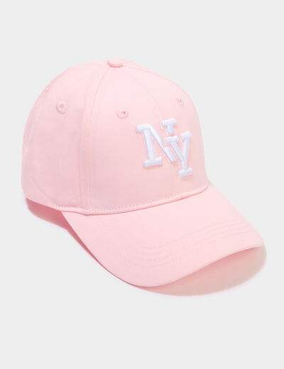Casquette brod&eacute;e coton rose fille