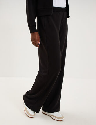 Pantalon de jogging large molletonn&eacute; noir femme