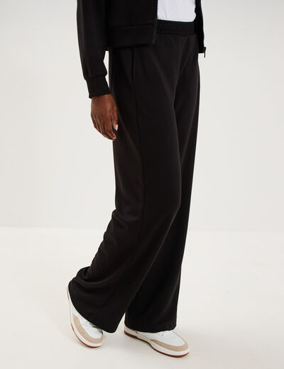 Pantalon de jogging large molletonn&eacute; noir femme