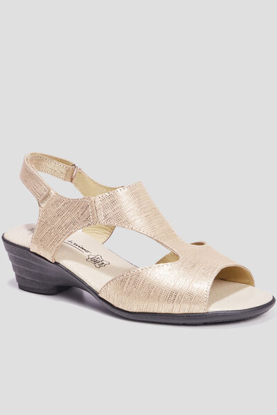 Sandales à talons pied large en cuir sable femme