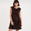 Robe courte &agrave; sequins sans manches marron fonc&eacute; femme