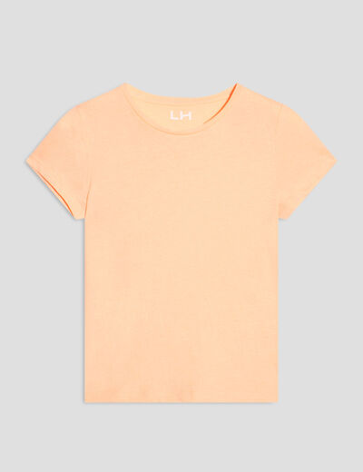 T-shirt manches courtes orange fluo fille