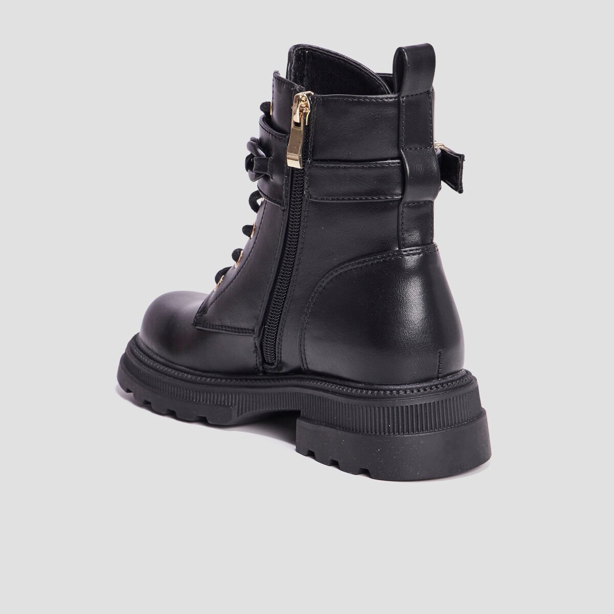 Bottines ranger avec chaînes et boucles noir fille