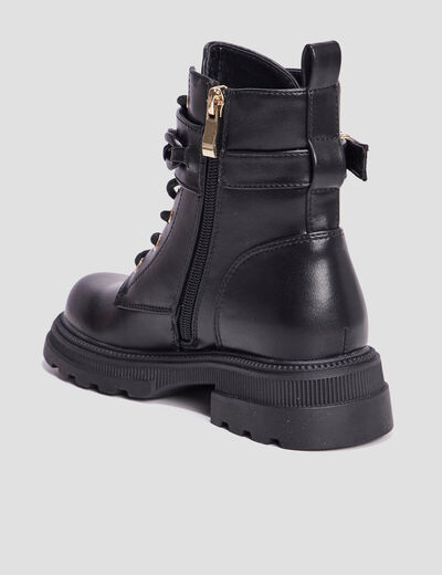 Bottines ranger avec chaînes et boucles noir fille