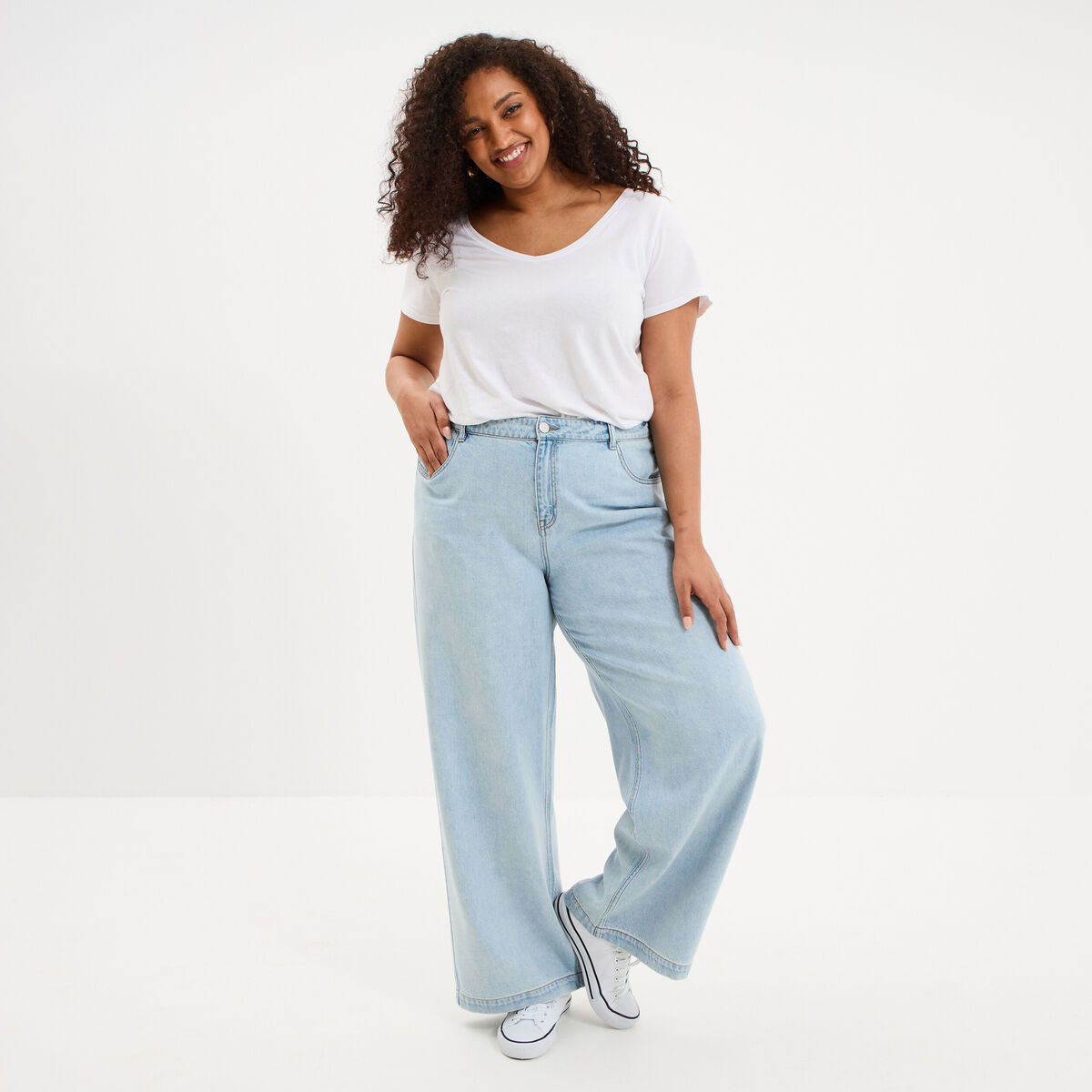 Jean large taille &eacute;lastiqu&eacute;e denim triple stone femme grande taille
