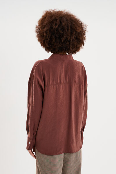 Chemise fluide manches longues oversize bordeaux femme