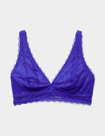 Soutien-gorge triangle dentelle bleu electrique femme