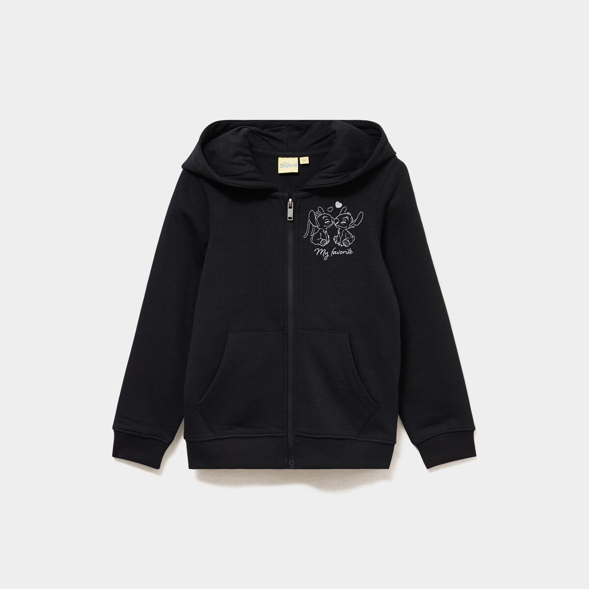 Sweat zipp&eacute; &agrave; capuche Stitch noir fille