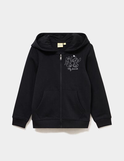 Sweat zipp&eacute; &agrave; capuche Stitch noir fille