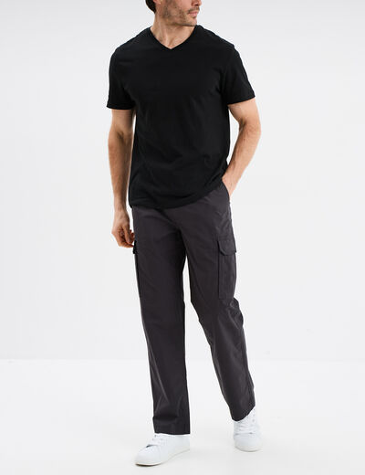 Pantalon cargo slim coton gris foncé homme