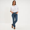 Jean denim droit en coton denim dirty femme