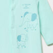 Dors-bien coton velours manches longues vert turquoise b&eacute;b&eacute;