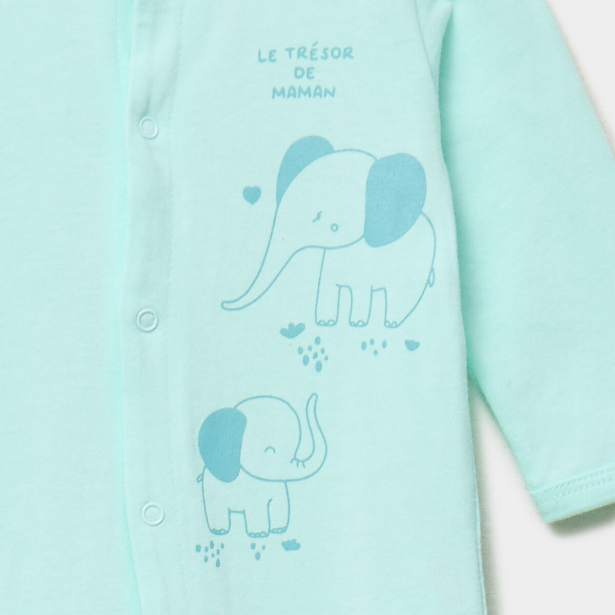 Dors-bien coton velours manches longues vert turquoise b&eacute;b&eacute;