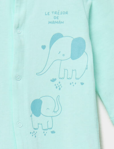Dors-bien coton velours manches longues vert turquoise b&eacute;b&eacute;