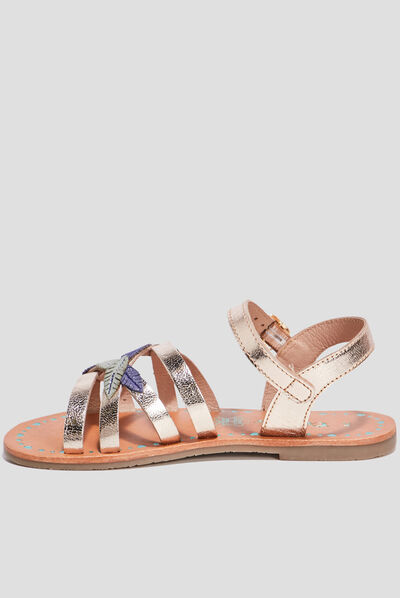 Sandales en cuir Creeks jaune or fille