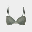 Soutien-gorge push up micro dentelle vert kaki femme