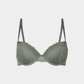Soutien-gorge push up micro dentelle vert kaki femme