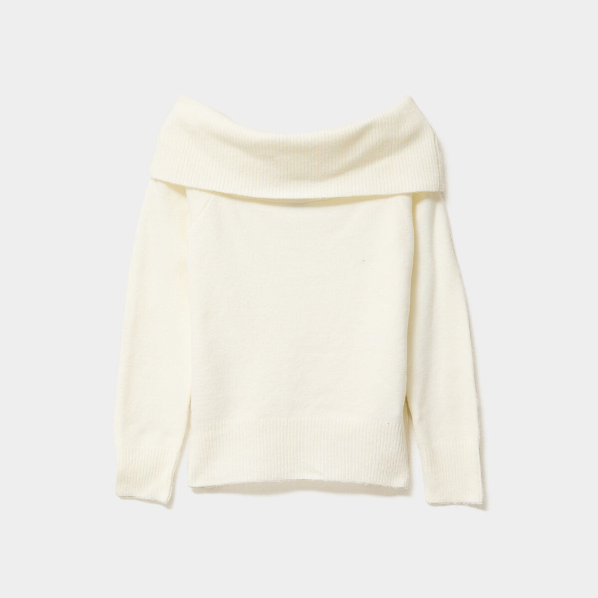 Pull col bardot cintrée manches longues blanc femme