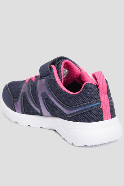 Baskets running à scratchs bleu marine fille