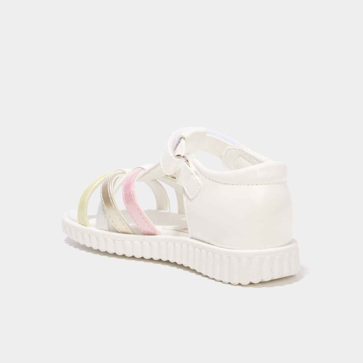 Sandales brides crois&eacute;es semelle souple blanc fille