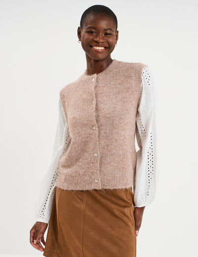 Gilet effet 2-en-1 beige femme