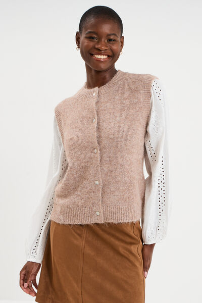 Gilet effet 2-en-1 beige femme