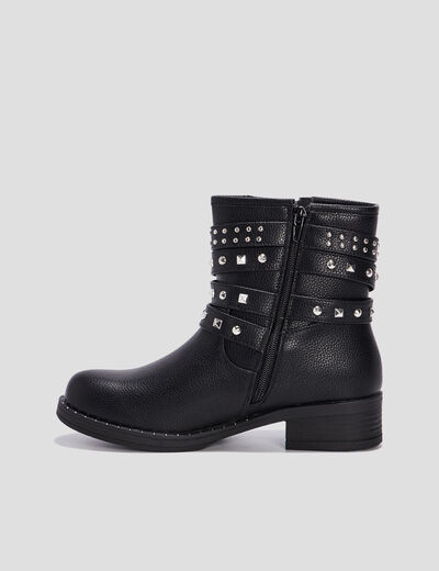 Bottines à talons cloutées noir femme
