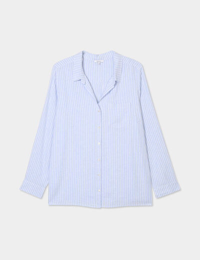 Chemise oversize lin mélangé bleu lavande femme grande taille