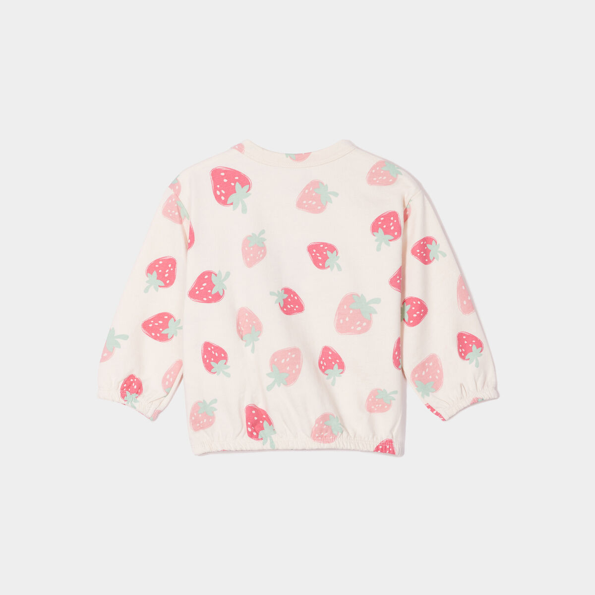 Sweat col rond épaule boutonnée creme bébé fille