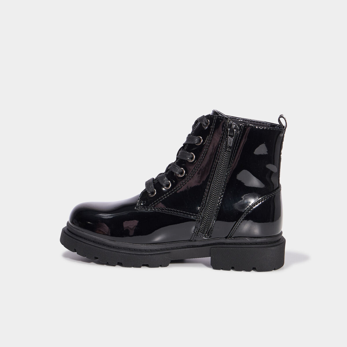 Bottines crant&eacute;es zipp&eacute;es &agrave; paillettes noir fille