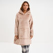 Poncho plaid effet velours &agrave; capuche beige femme