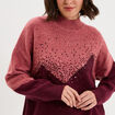Pull col montant &agrave; sequins oversize bordeaux femme