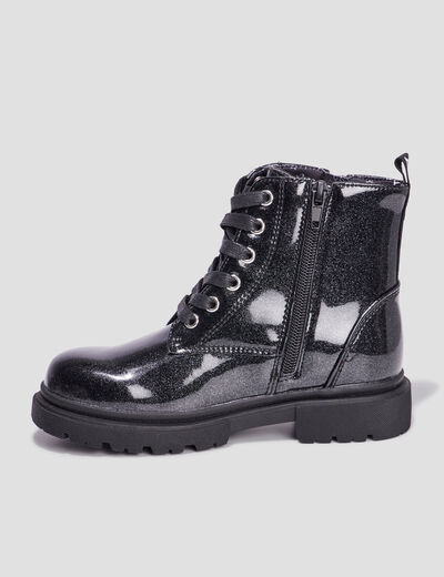 Bottines crantées à paillettes Liberto noir fille