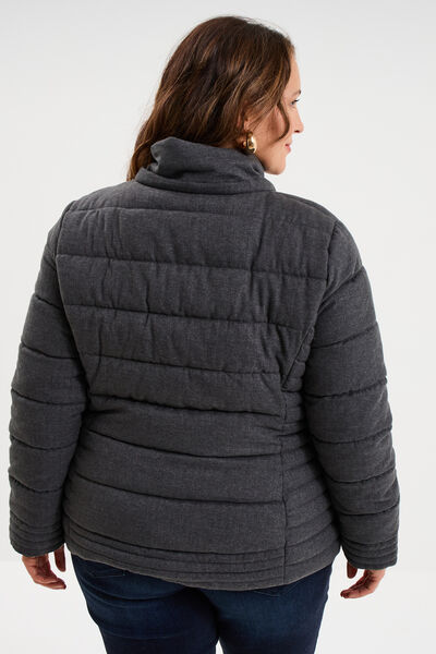 Doudoune d&eacute;perlante &agrave; capuche gris argent femme grande taille