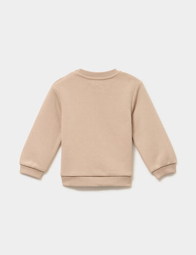 Sweat poche ventrale et &eacute;paule boutonn&eacute;e sable b&eacute;b&eacute; gar&ccedil;on