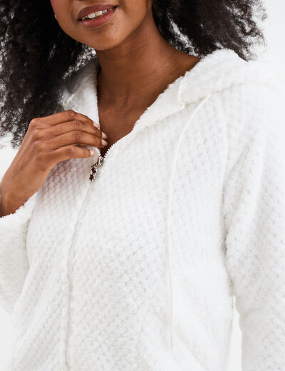 Veste de pyjama effet polaire ivoire femme