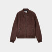 Blouson col biker en su&eacute;dine zipp&eacute; marron fonc&eacute; homme