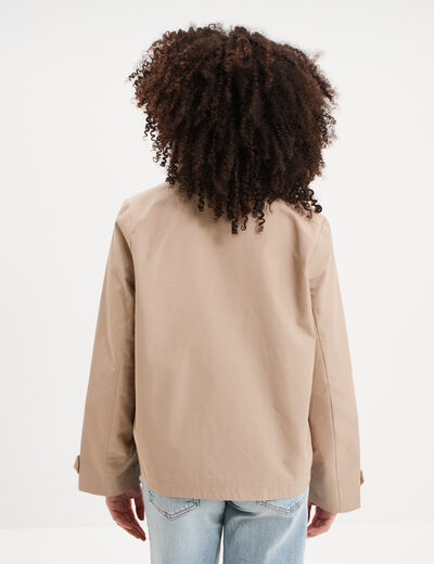 Trench court double boutonnage beige femme