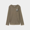 T-shirt col rond manches longues coton vert kaki gar&ccedil;on