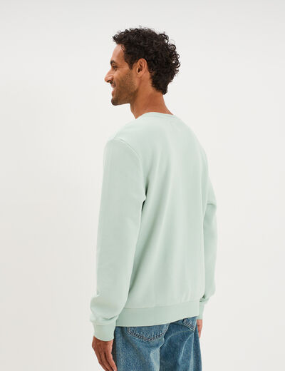 Sweat molleton col rond vert pastel homme