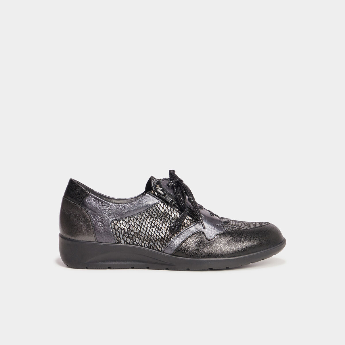 Derbies compensées en cuir Confortissimo noir femme