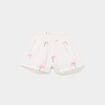 Short brod&eacute; taille smock&eacute;e gaze de coton ecru fille