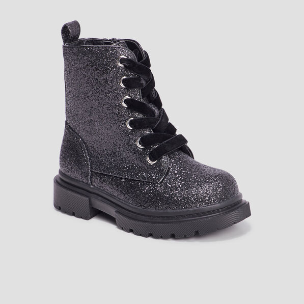 bottines a paillettes crantees noir fille Bottines à paillettes crantées noir fille