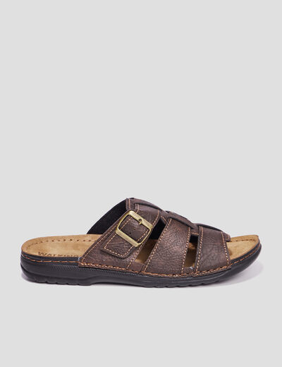 Mules avec brides boucles marron homme