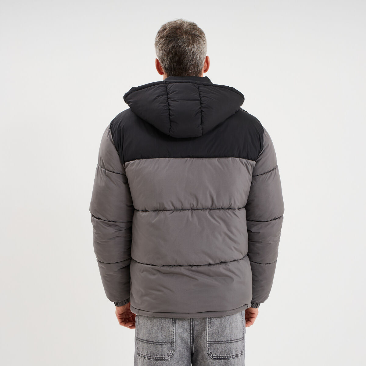 Doudoune d&eacute;perlante &agrave; capuche amovible gris fonc&eacute; homme