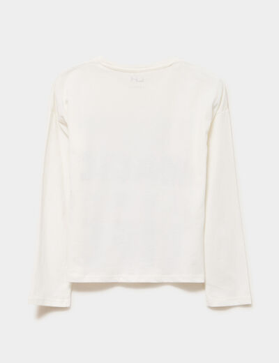 T-shirt manches longues coton ivoire fille