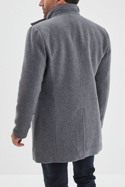 Manteau droit long gris foncé homme