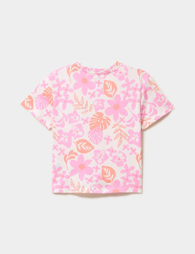 T-shirt nou&eacute; manches courtes coton ecru fille