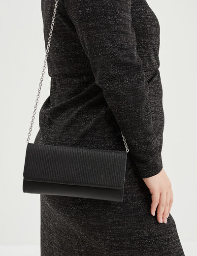 Sac pochette bandoulière chaîne noir femme