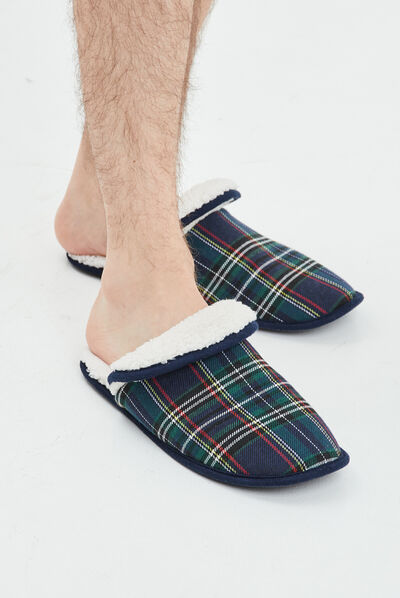 Chaussons mules avec revers multicolore homme